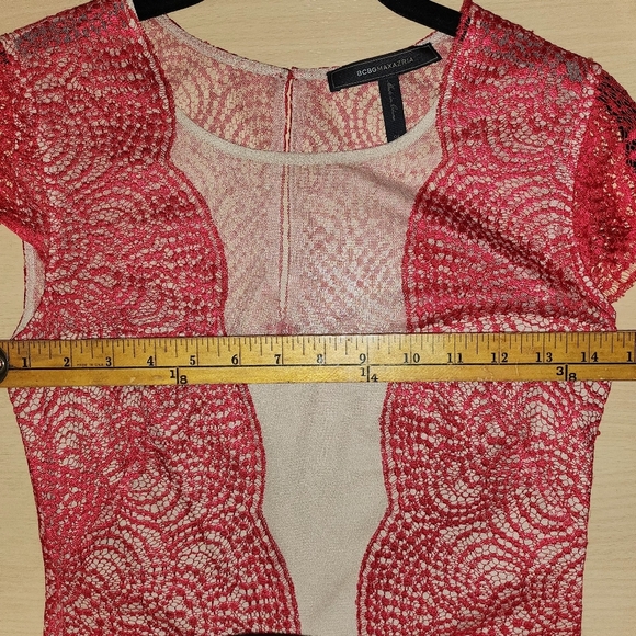 BCBGMAXAZRIA Scarlet Red Lace Mesh Tiered Layered Tulle Rochelle Fairy Dress 2 - Picture 4 of 10